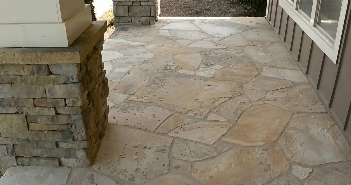 House entrance with professionally installed stone flooring in Worcester MA
